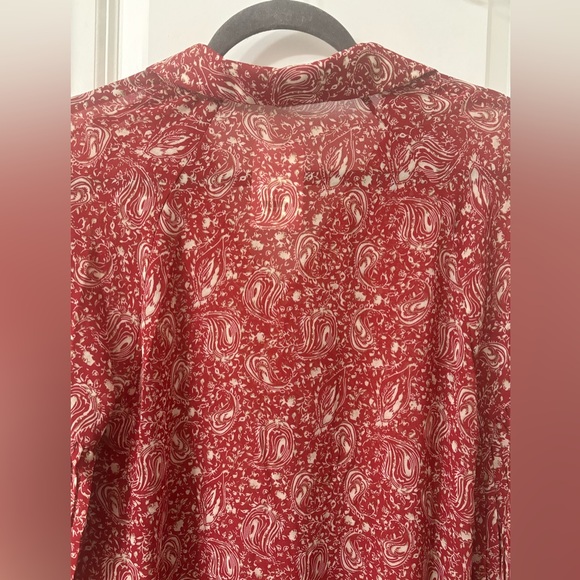 NWT! JODIFIL Paisley Print Buttoned Front Pleated Balloon Sleeve Chiffon Blouse - Picture 9 of 12